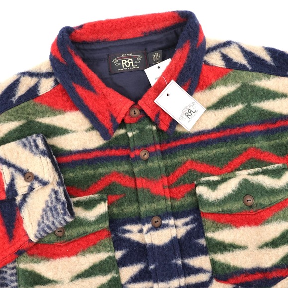 RRL Ralph Lauren Other - Double RL RRL Ralph Lauren‎ Wool Fleece Aztec Southwestern Shirt Jacket Mens L